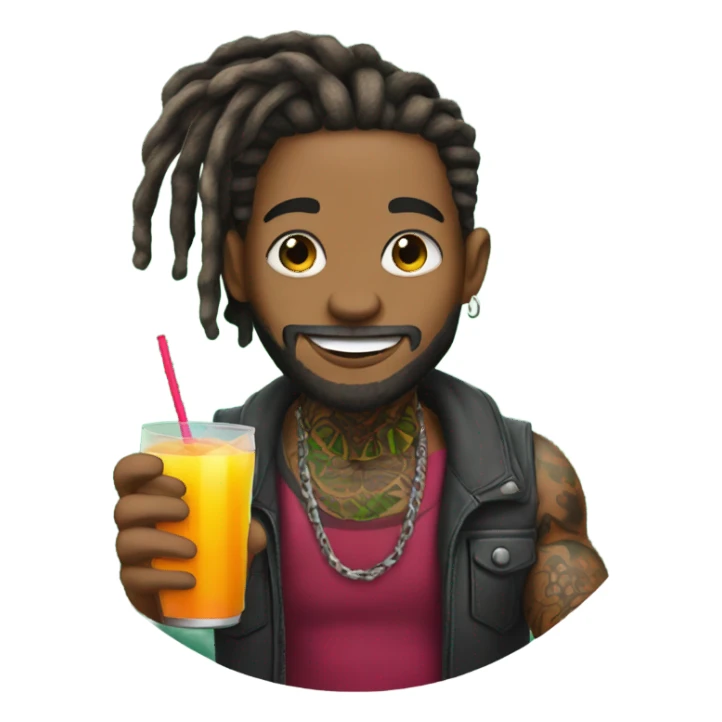 tattooed beauty with dreadlocks fruit juice sticker