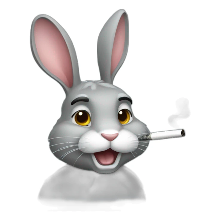 a smoking grey rabbit sticker