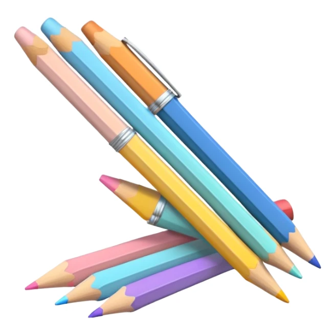 LAPIS , CANETA E REGUA EM TONS PASTEL ESCOLA sticker