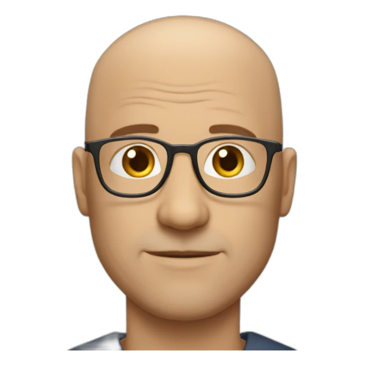 Bald white middle age man with glasses sticker