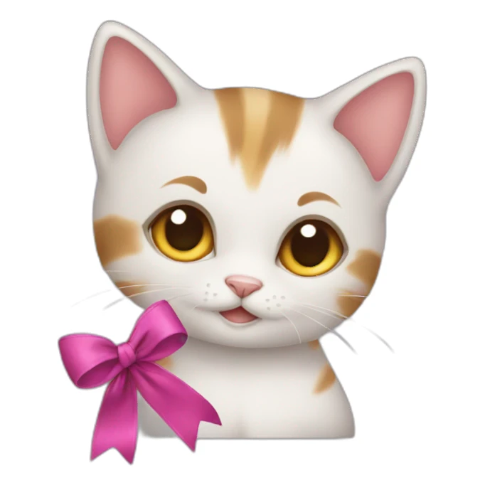 four.kitten with ribbon  sticker