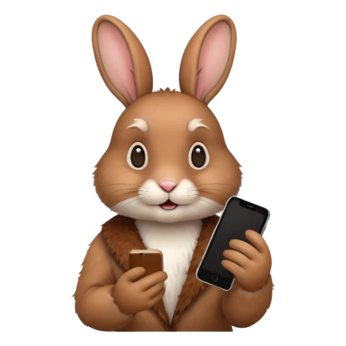 a rabbit playing on a phone  sticker