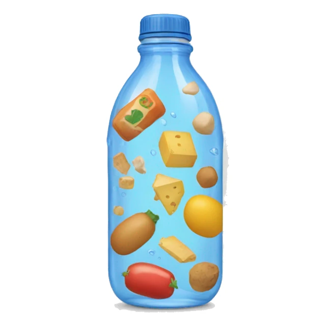 water bottle filled with food products sticker