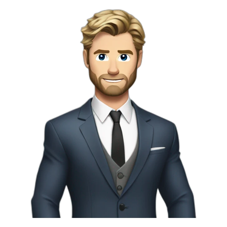 chris-hemsworth cartoon wearing suit sticker