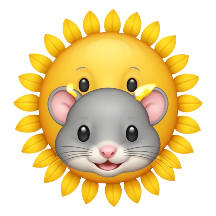 A gray mouse face inside of a sun ☀️ 🐭 sticker