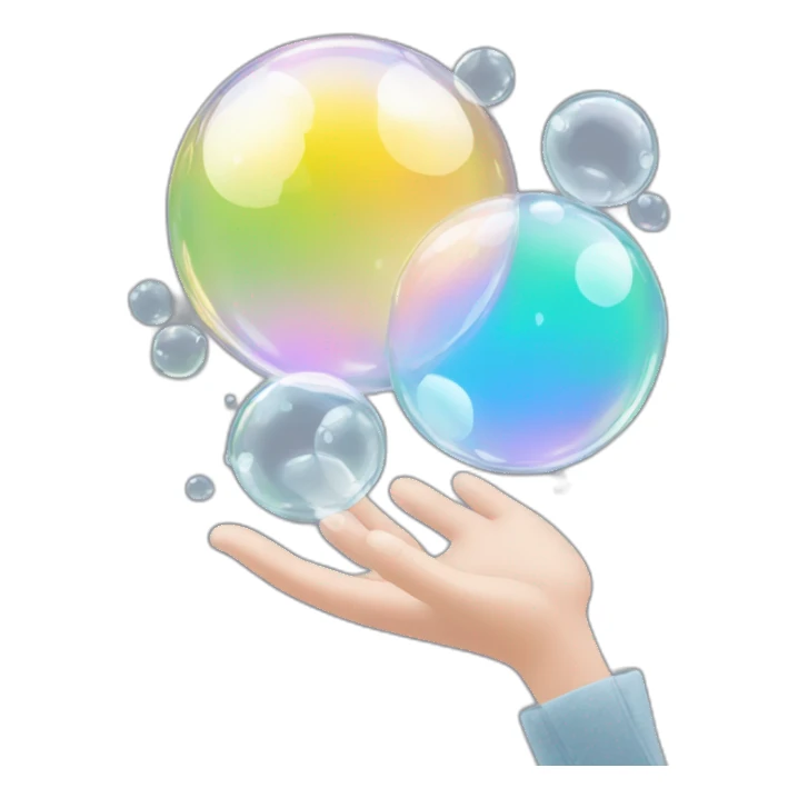 two clear transparent soap bubbles chlorinate each other's hands sticker