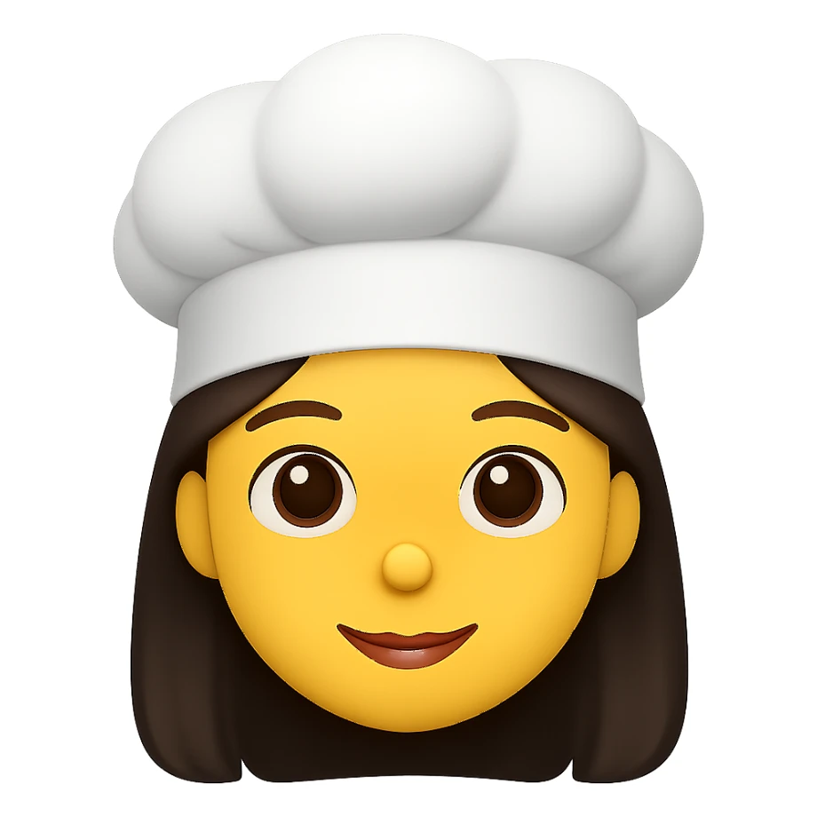 girly emoji with chef hat, remove background sticker