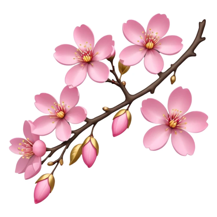 sakura branch with a gold outline sticker