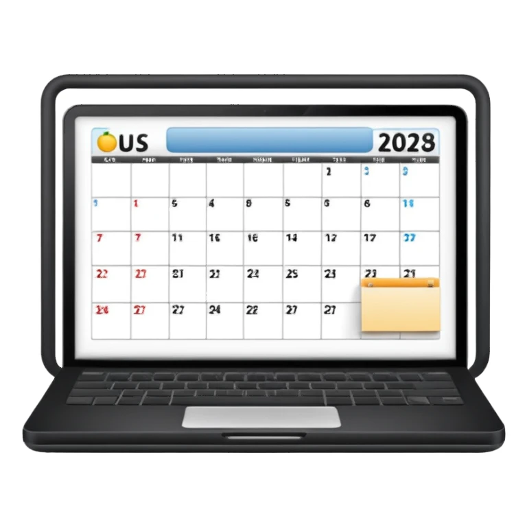 calendar page with a laptop inside sticker