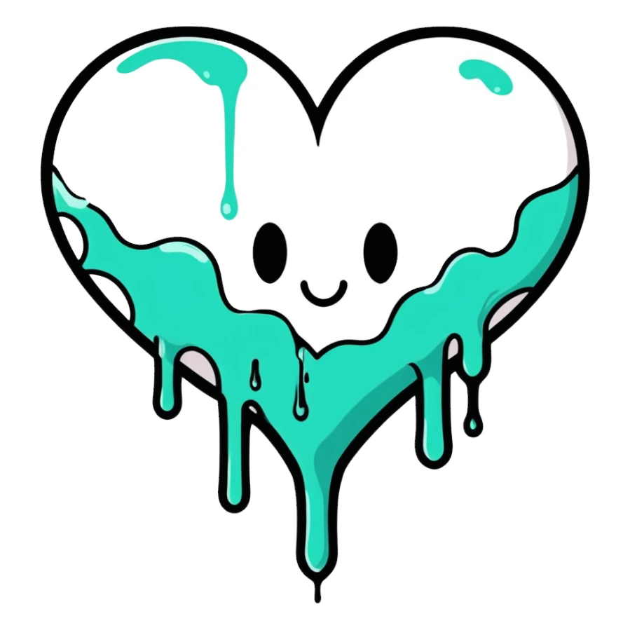 white heart dripping with goo sticker