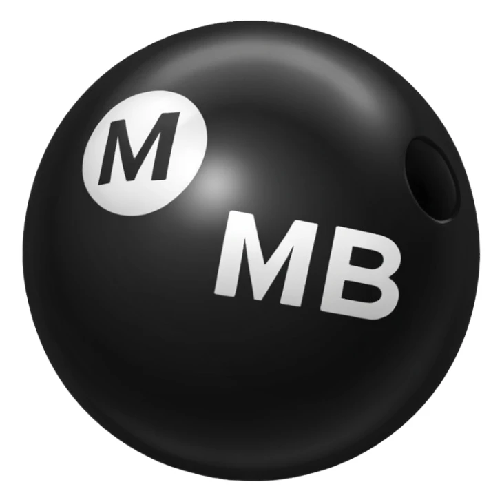Black pull Ball with MB written on it sticker
