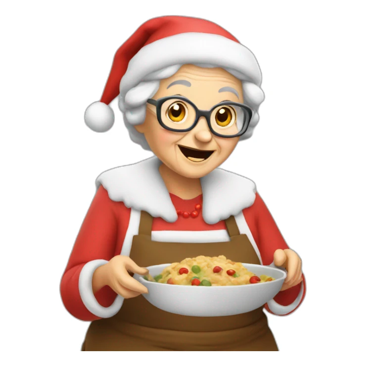 Santa Granny coocking eat sticker