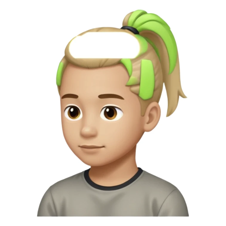 boy with ponytail, 3/4 view sticker