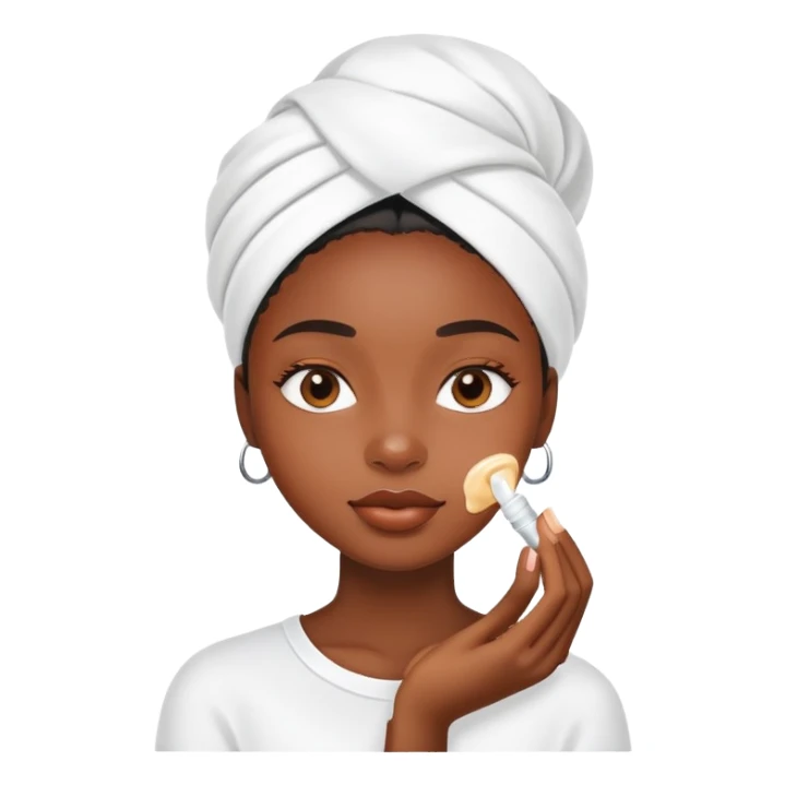 Black girl applying face cream sticker