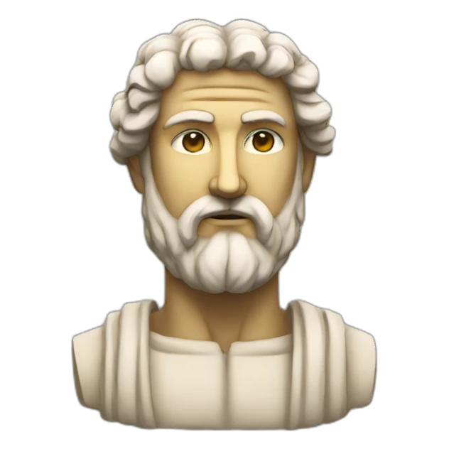 Stoic statue man with beard and centre head sticker