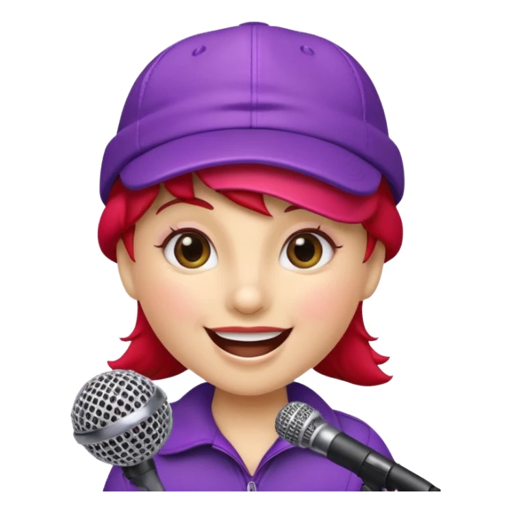  strawberry wearing purple cap, with mic sticker