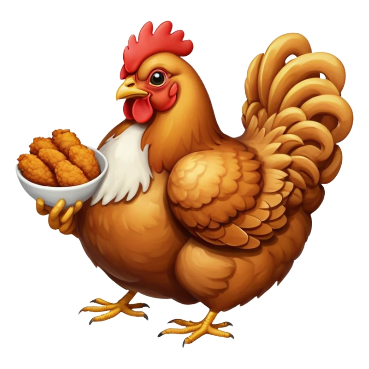 Chicken eating fried chicken sticker