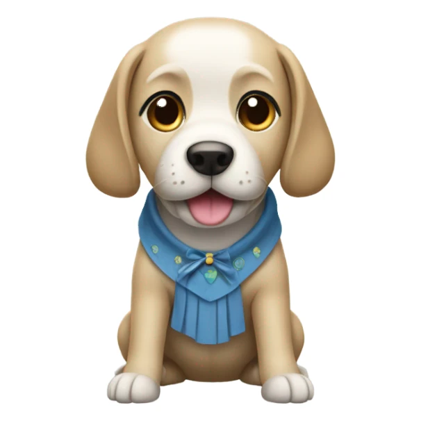 A dog with a skirt sticker