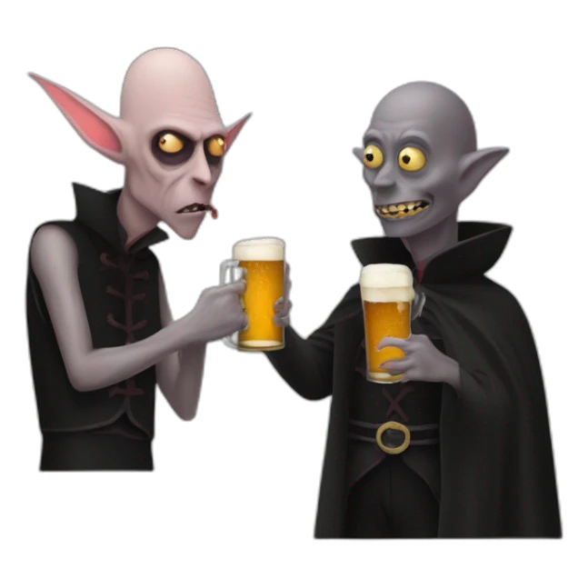nosferatu and patrick star drinking beer sticker