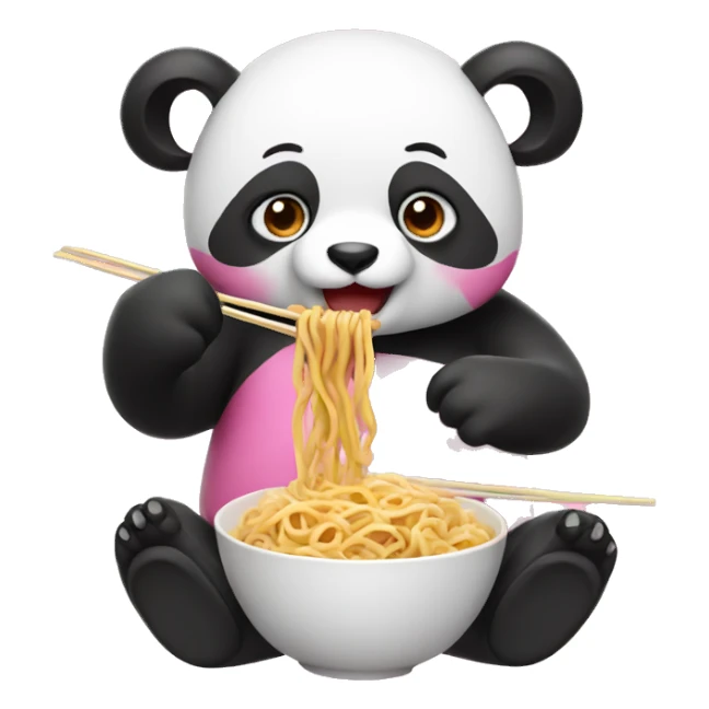 Pink panda eating noodles sticker