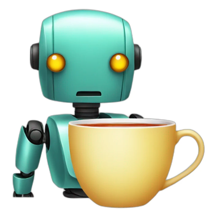 robot and tea sticker