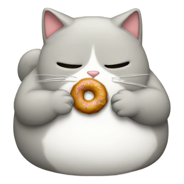 Fat cat eating a donut sticker
