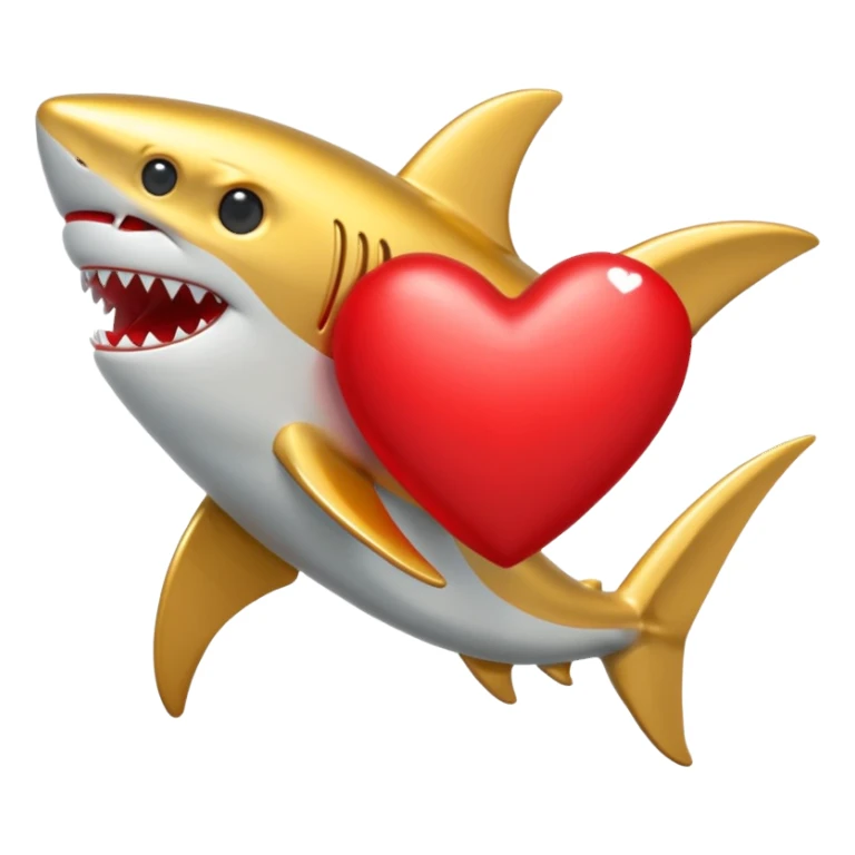 golden shark with heart sticker