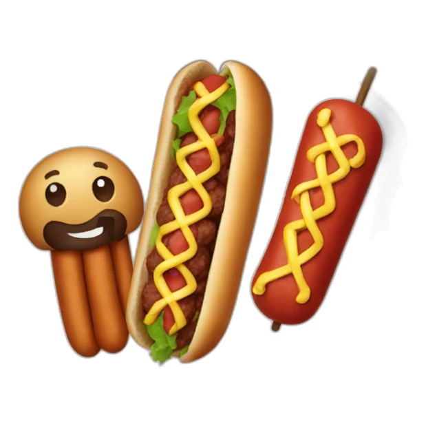 two meatballs and a hotdog sticker