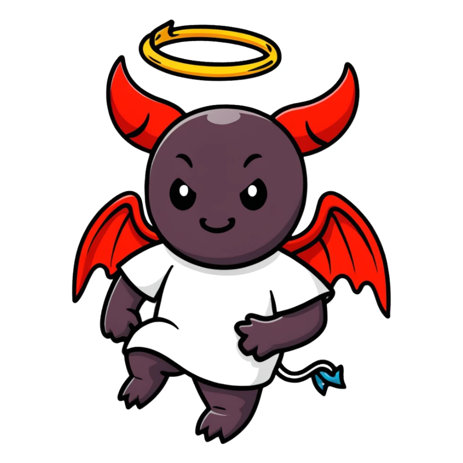 devil with angel halo sticker