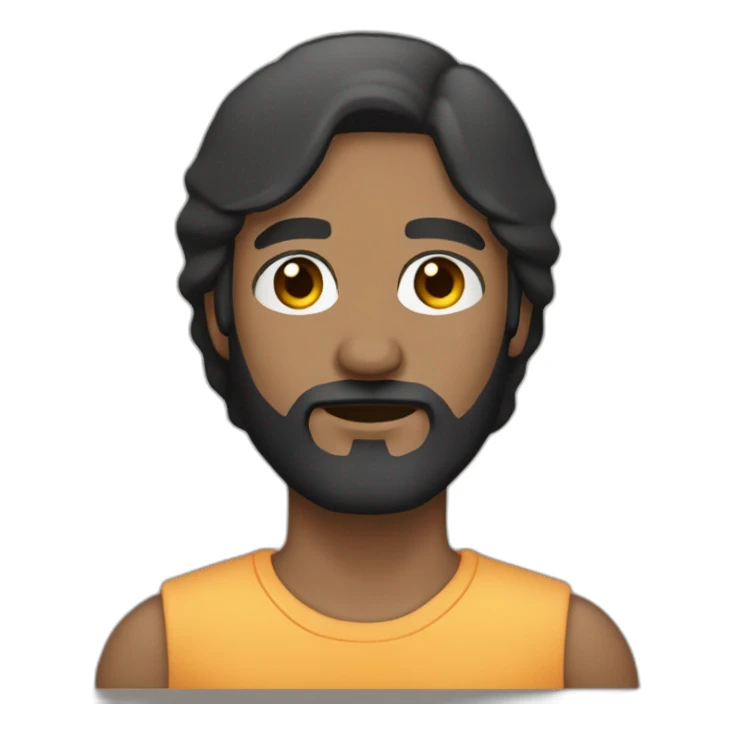 Dark Medium skin bald man with medium long black beard sticker