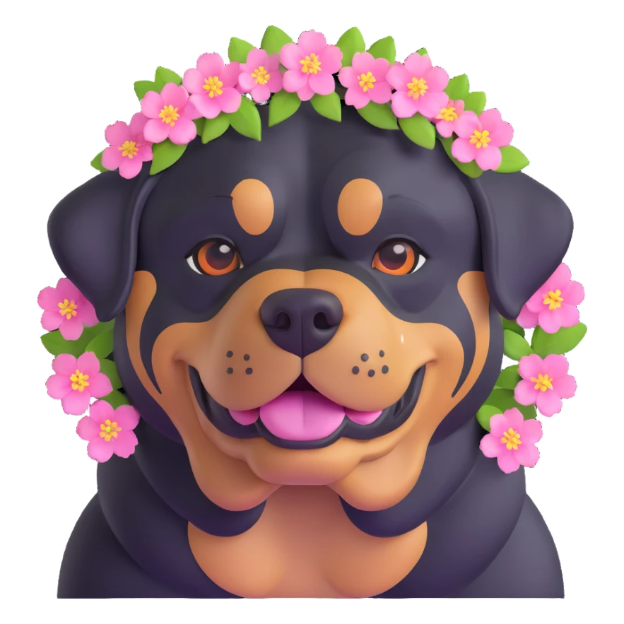 rottweiler with a cherry blossom flower crown sticker