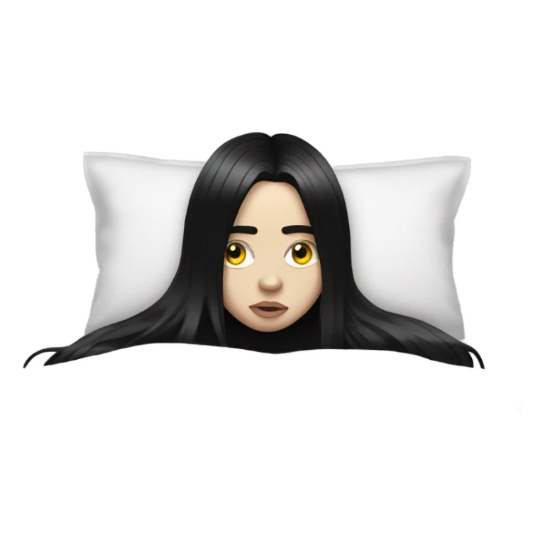 black hair billie eilish under a bed  sticker