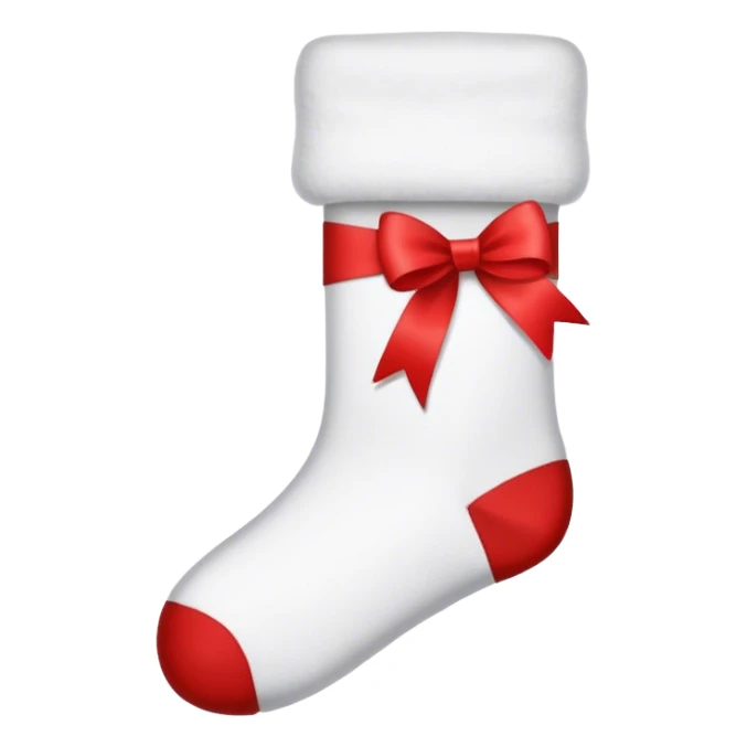 A white sock with a red ribbon sticker