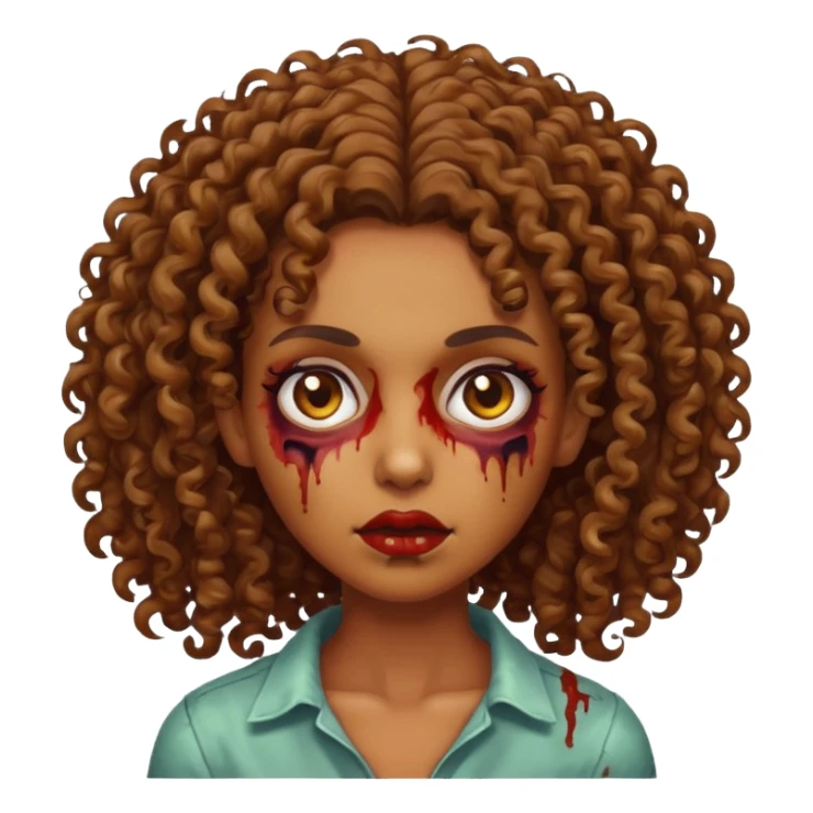 Faça um zumbi, com uma moça parda dos cabelos cacheados  sticker