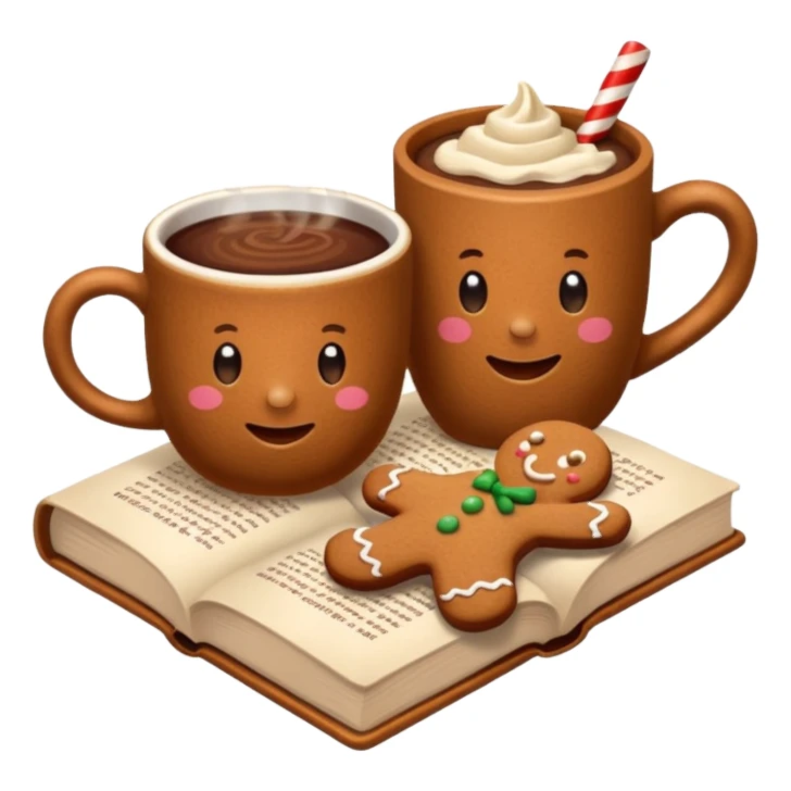 Book & cocoa with gingerbread sticker