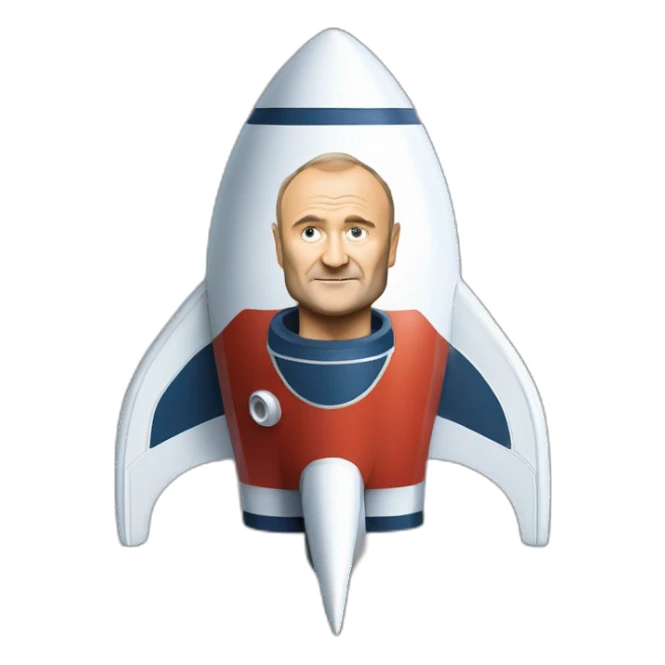 Phil collins as a rocketship sticker