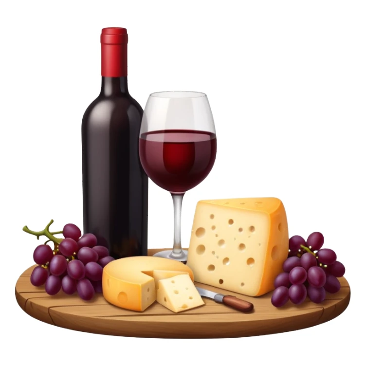 Rotwein und Käse auf ein Holzbrett sticker