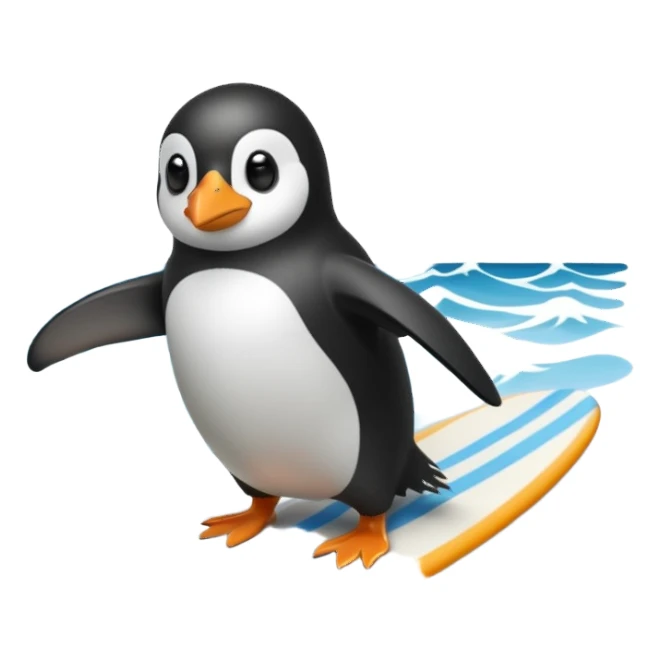 A surfing pinguin  sticker