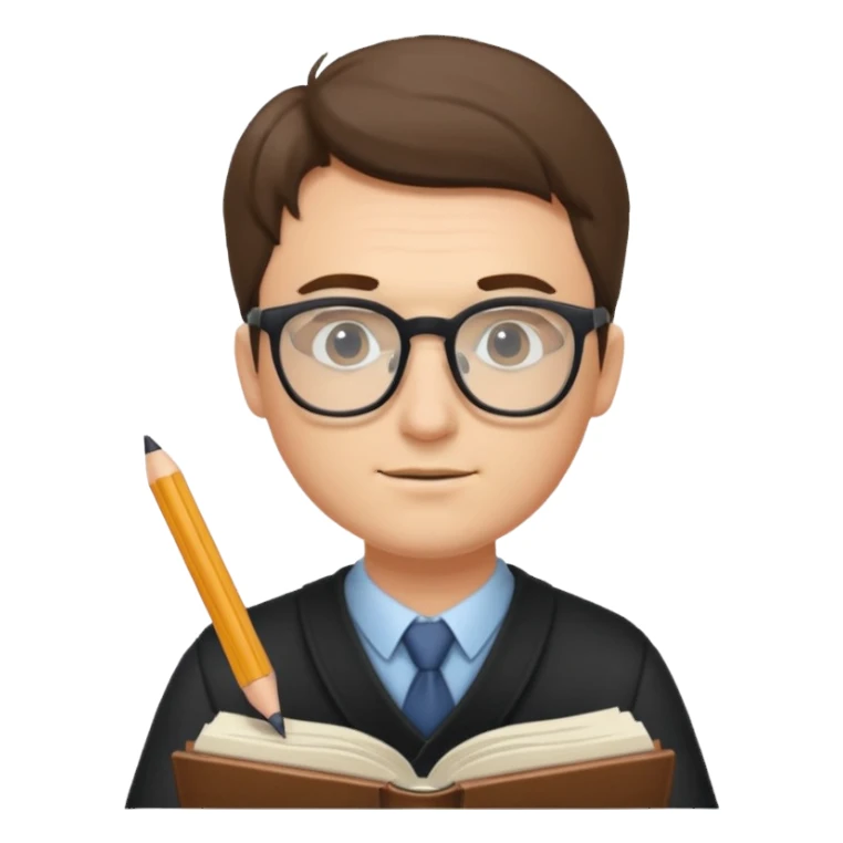 man write in book , wearing glasses sticker