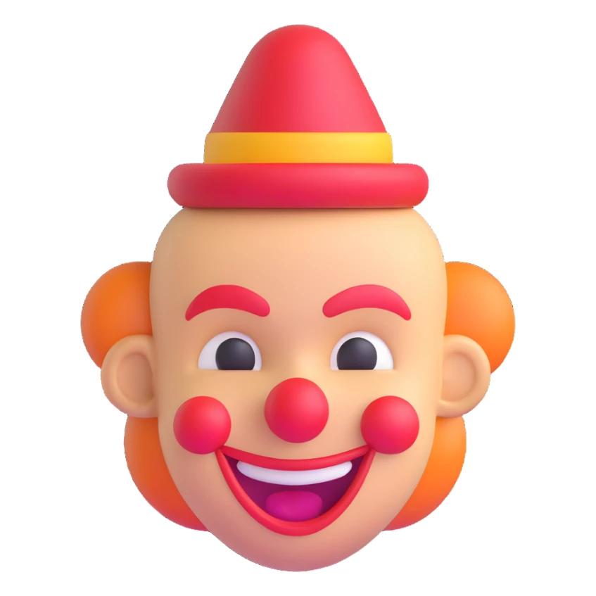 clown face emoji, silver sticker