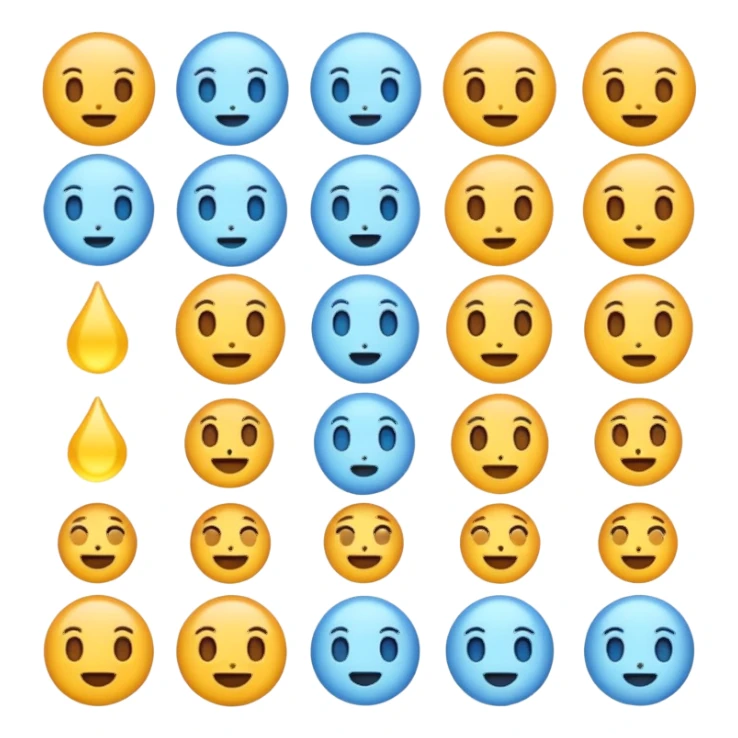 Cute emojis, light blue with white background  sticker