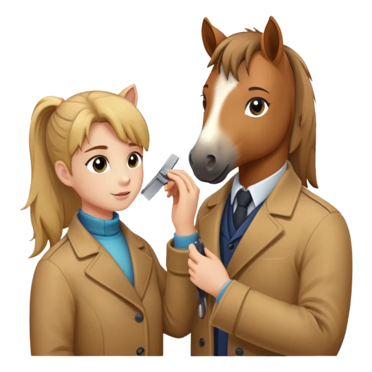 person grooming a pony sticker