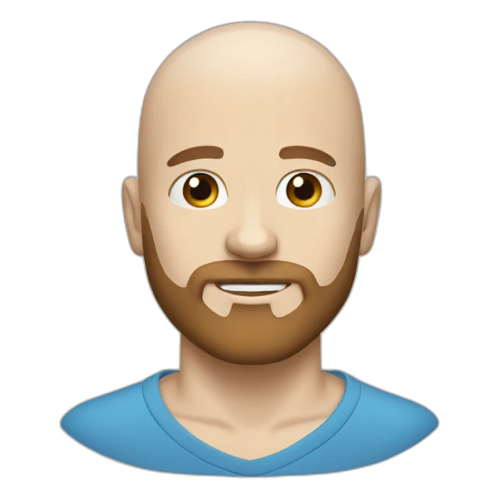 Bald white guy blue eyes short brown beard sticker