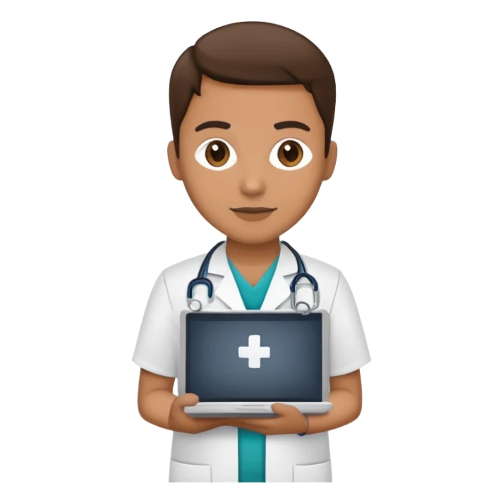 Hospital IT technician with computer sticker