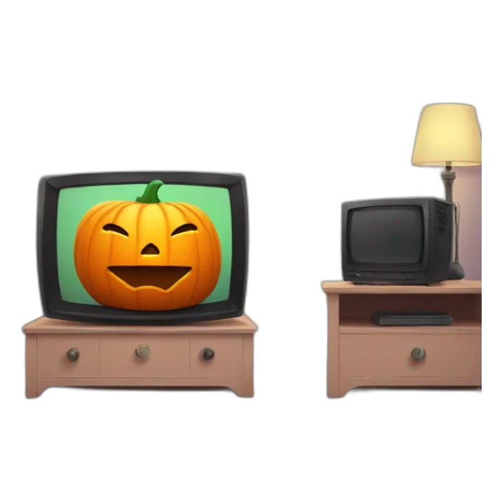 pumpkin watching TV sticker