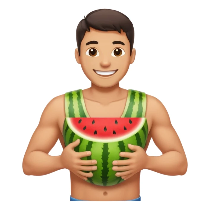 guy hiding watermelons under shirt sticker