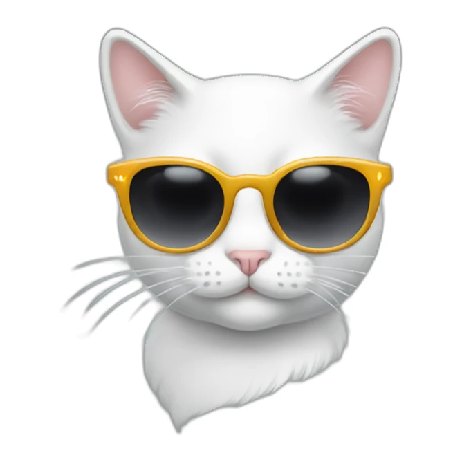 White whinny cat with shades sticker