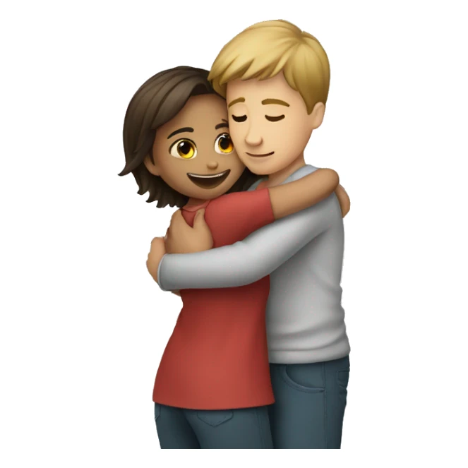 A boy hugging a girl sticker
