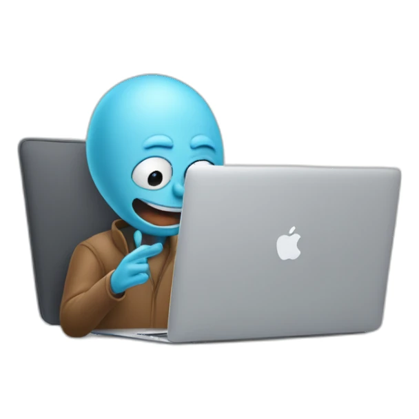 Mr. Meeseeks working on macbook sticker