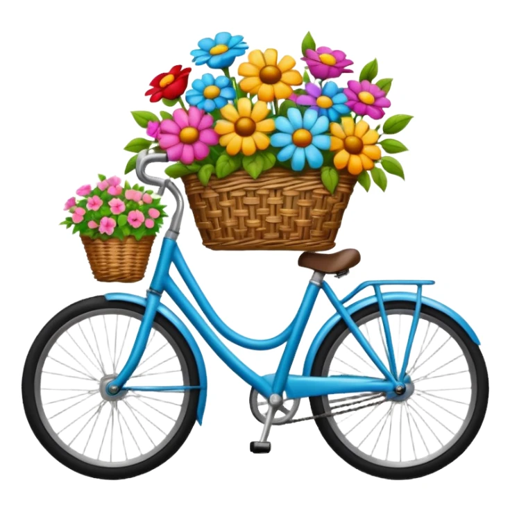 bicycle with flowers in its basket  sticker